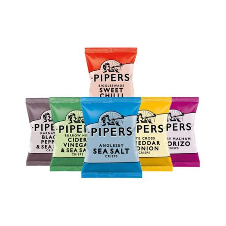 【2023 Limited Time Deals + Free Shipping】Pipers Crisps Mixed Variety Snack Box (24 x 40g Pack) – Salted, Salt & Vinegar, Cheese & Onion, Sweet Chilli, Black Pepper, Jalapeño