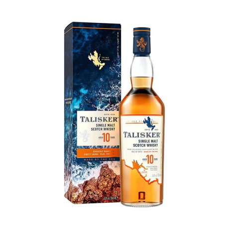 【2023 Limited Time Deals + Free Shipping】Talisker 10 Year Old Single Malt Scotch Whisky 70 cl with Gift Box